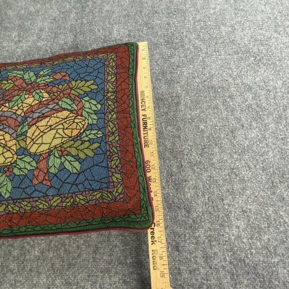 Vintage 90s Riverdale Christmas Tapestry Throw Pillow Bells Ornaments 16x16 USA - Picture 7 of 11